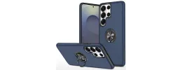 For Samsung s26 Ultra CHIEF Oil Painted Magnetic Ring Stand Hybrid Case Cover - Dark Blue