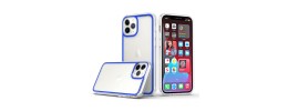 For iPhone 13 Pro Colored Frame Bumper Silk Print PC TPU Hybrid Case Cover - Blue