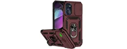 For Apple iPhone 11 (XI6.1) Well Protective Magentic Ring Stand Camera Protective Cover Case - Burgundy