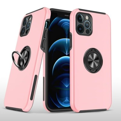 For iP15 Pro Max CHIEF Oil Painted Magnetic Ring Stand Hybrid Case Cover - Pink