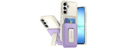 For Samsung A17 5G Card Holder (2X) with Wrist Strap Hybrid With  KickStand - Beige+Light Purpl