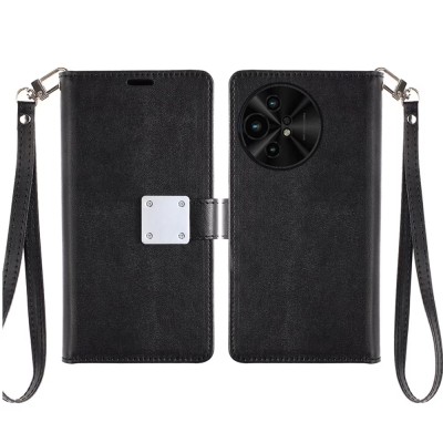 For TCL 50 XL 5G Wallet ID Card Holder Case Cover - Black