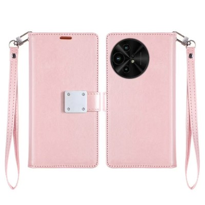 For TCL 50 XL 5G Wallet ID Card Holder Case Cover - Rose Gold