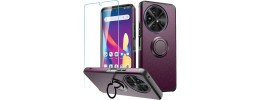 For TCL 50 XL 5G Tough Hybrid With Ring Stand + Tempered Glass - Dark Purple