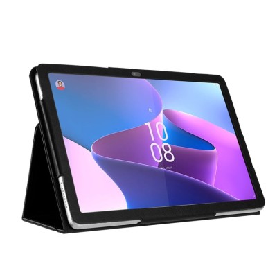 For TMobile Revvl Tab 2 Tablet Premium PU Vegan Kickstand Case Cover - Black