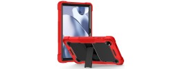 For TMobile Revvl Tab 2 Tablet Premium PU Vegan Kickstand Case Cover - Red