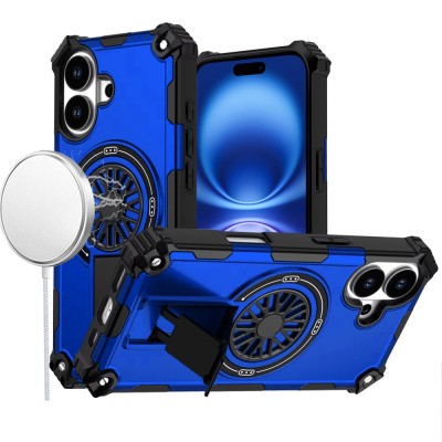 For iPhone 17 CD Texture Design Magnetic Car Mount Friendly HQ Hybrid - Blue