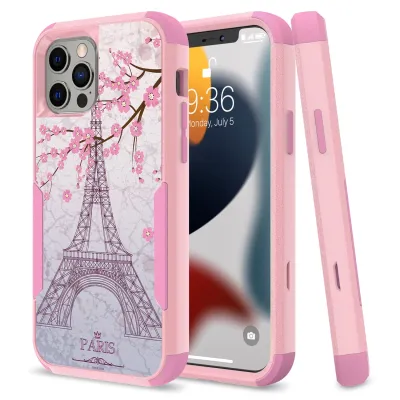 For Apple iPhone 14 6.1" Tough Anti-Slip Hybrid Case Cover - Eiffel Tower