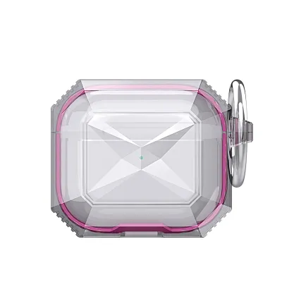 For AirPods Pro2 (2022 2nd Version) 3mm Thick Transparent TPU with Colored Edge Case Cover - Hot Pink