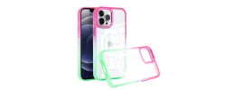 For Apple iPhone 14 PRO 6.1" Radiant Two Tone Transparent Thick Hybrid Case Cover - Hot Pink/Teal