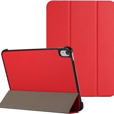 For  Apple iPad 9th Gen 10.2 inch (2021) Trifold Magnetic Closure PU Leather Case Cover - Red