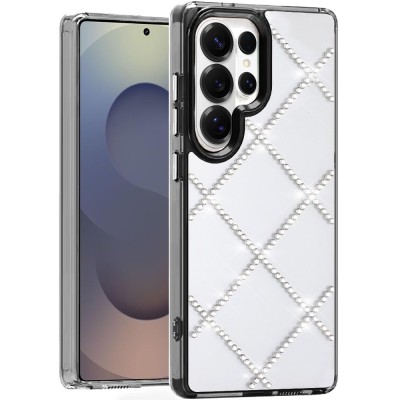 For Samsung s26 Ultra Gem Glitter Diamond Transparent Hard Colorful TPU Hybrid Case - Black