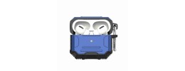 For AirPods Pro Rugged ShockProof Hybrid With Metal Hook Case Cover - Dark Blue