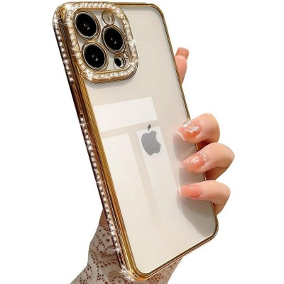 For iP14 PM Croc Bling Case - Gold