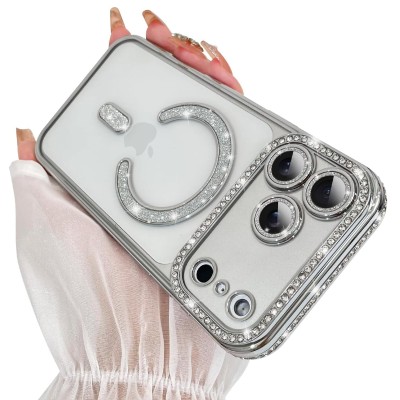 For iP14 PM Croc Bling Case - Gray