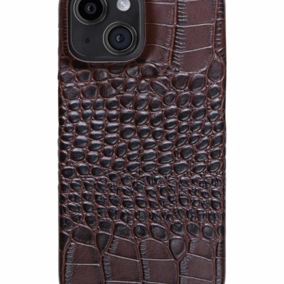 For iP14 Plus Croc Bling Case - Brown