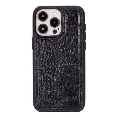 For iP15 PM Croc Bling Case - Black