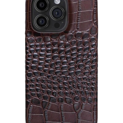 For iP15 Plus Croc Bling Case - Brown