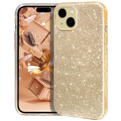 For iP15 Plus Croc Bling Case - Gold