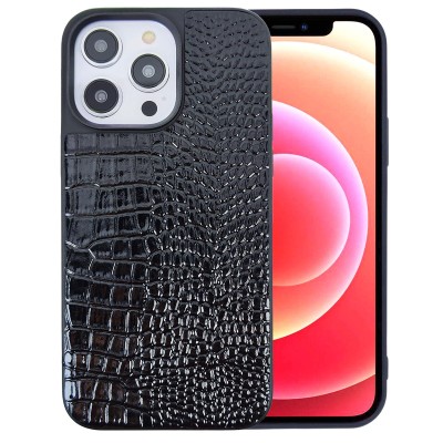 For iP15 Pro Croc Bling Case - Black