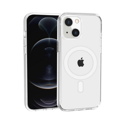 For iP15 Pro Max Acrylic [Magnetic Circle] Tough 2.5mm Transparent ShockProof Hybrid - White