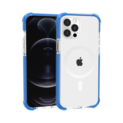 For iP15 Pro Max Acrylic Tough 2.5mm Transparent ShockProof Hybrid Case Cover - Blue