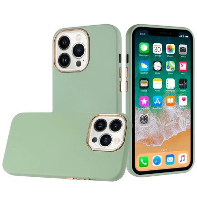 For iP15 Pro Max Classy Slick Chromed Around Hybrid Case Cover - Midnight Green