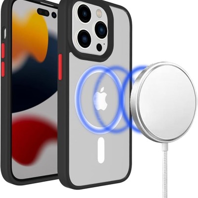 For iP15 Pro Max Core [Magnetic Circle] Colorful Buttons Thick 2mm Hybrid - Black