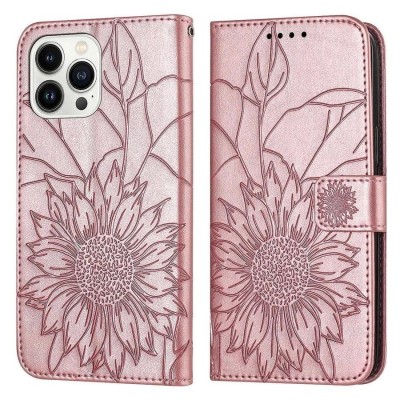 For iP15 Pro Max Design Wallet ID Credit Card Money Holder with Magnetic Metal Closure including Lanyard - Romantic Pink White Roses Floral