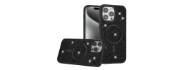 For iP15 Pro Max Diamond [Magnetic Circle] with CD Pattern Hybrid - Black