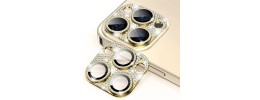 For iP15 Pro Max Diamond Bling Camera Lens Full Tempered Glass - Gold