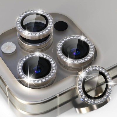 For iP15 Pro Max Diamond Bling Camera Lens Full Tempered Glass - Mixed Color