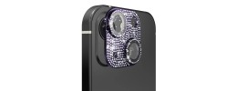 For iP15 Pro Max Diamond Bling Camera Lens Full Tempered Glass - Purple