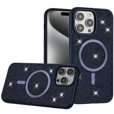 For iP15 Pro Max Diamond [Magnetic Circle] with CD Pattern Hybrid - Blue