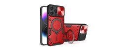 For iP15 Pro Max ELITE Camera Push Magnetic Ring Stand Hybrid Case Cover - Red