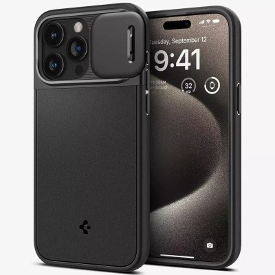For iP15 Pro Max Exquisite Tough Shockproof Hybrid Case Cover - Black