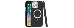 For iP15 Pro Max Fashion PU Vegan Chrome Edged Case Cover - Black