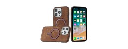 For iP15 Pro Max Fashion PU Vegan Chrome Edged Case Cover - Brown