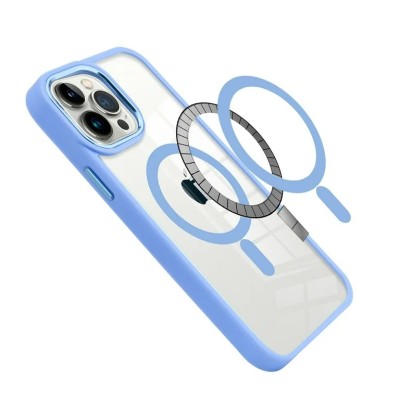 For iP15 Pro Max Fusion Transparent Clear Hybrid Case Cover - Blue