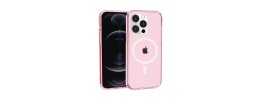 For iP15 Pro Max Glitter Ultra [Magnetic Circle] Thick 3mm Transparent Hybrid - Pink