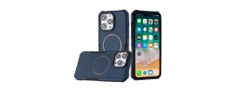 For iP15 Pro Max Grip [Magneti Circle] Metal Shockproof Hybrid - Dark Blue