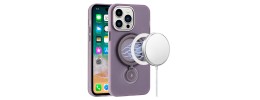 For iP15 Pro Max Hoop Kickstand [Magnetic Circle] HD Transparent Chrome Hybrid - Purple
