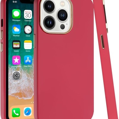 For iP15 Pro Max Classy Slick Chromed Around Hybrid Case Cover - Burgundy