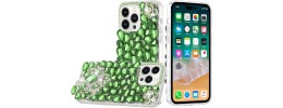 For iP15 Pro Max Jewel Full Diamond Bling Case Cover - Green
