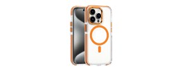 For iP15 Pro Max METKASE GLITTER Transparet [MAGNETIC CIRCLE] Shockproof Hybrid - Orange