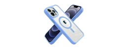 For iP15 Pro Max METKASE Magnetic Greatest Clear Acrylic Thick Metal Button Hybrid in Slide-Out Package - Light Blue