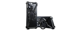 For iP15 Pro Max METKASE Magnetic Metal Surrounded Ring Stand Hybrid in Slide-Out Package - Black