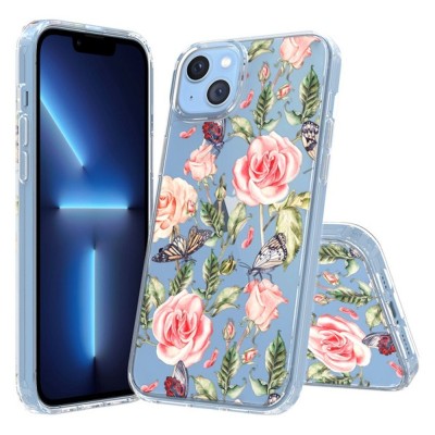 For iP15 Pro Max METKASE PremiumÃ‚Â Exquisite Design Hybrid in Slide-Out Package - Tropical Romantic Colorful Roses Floral