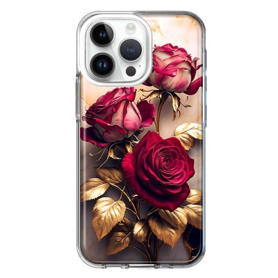 For iP15 Pro Max METKASE Premium RANK Design Fused Hybrid in Slide-Out Package - Tropical Romantic Colorful Roses Floral