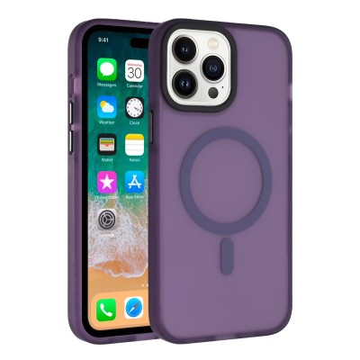 For iP15 Pro Max [Magnetic Circle] ShockProof 4-Time Injection Strong Hybrid - Purple